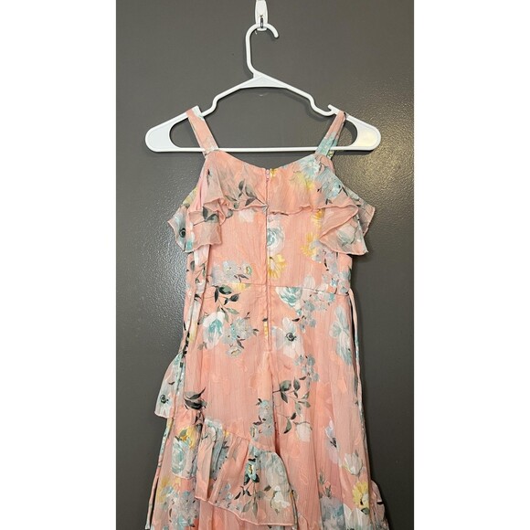 Speechless Kids Dress Girls 12 Pink Floral Ruffle Asymmetrical Layered Zipper - Picture 5 of 9